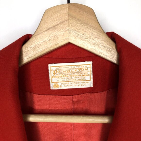Pendleton 100% Wool Suits Set Blazer Jacket Sz 10 Skirt 12 Red Holiday Christmas - Picture 3 of 15